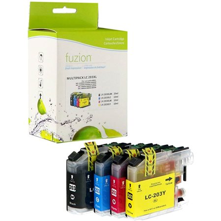 Compatible Ink Jet Cartridge (Alternative to Brother LC61) Package of 4 black, cyan, magenta and yellow