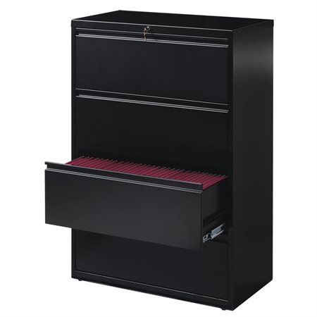 Classeur latéral 4 tiroirs. 36 x 19 x 52-1 / 2 po. H. 174 lbs. noir