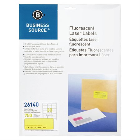 Fluorescent Labels 1 x 2-5 / 8 po. Paquet de 750 yellow