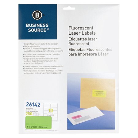 Fluorescent Labels 2 x 4 in. Package of 250 green