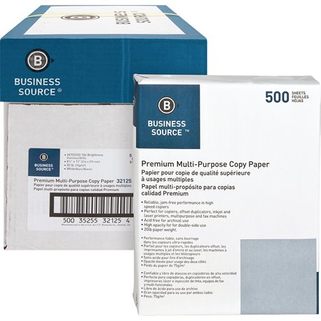 BUSINESS SOURCE® Copy paper Box of 2,500 (5 packs of 500) letter