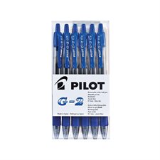 Stylos à bille roulante rétractable G2 0,7 mm. Boîte de 6 bleu