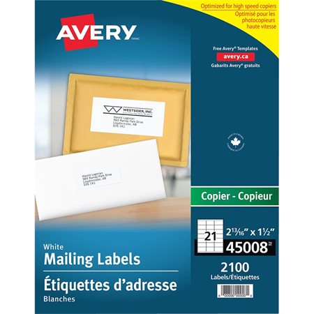 White Mailing Labels for Copier 2-13 / 16 x 1-1 / 2" (2100)