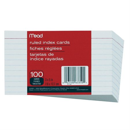 FICHES LIGNÉES 3" X 5" @100