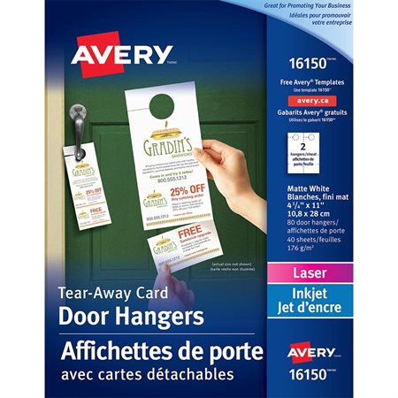 Affichette de porte avec cartes détachables