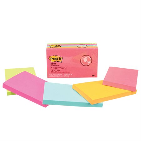 Feuillets Post-it® - collection Peptitude 3 x 5 po bloc de 100 feuillets (pqt 5)