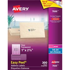 Étiquettes d'adresse transparentes Easy Peel® 1 x 2-5/8"  (300)