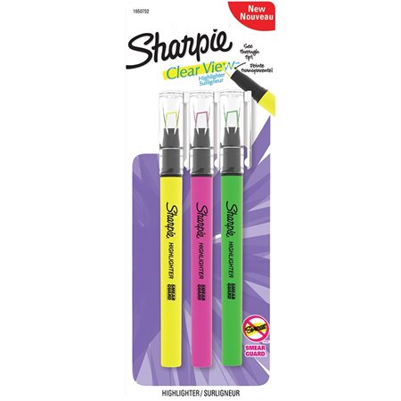 Surligneur crayon Clear View Paquet de 3 variés