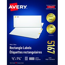 Easy Peel® White Rectangle Labels Box of 100 sheets 1-3/4 x 1/2"  (8000)