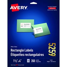 Easy Peel® White Rectangle Labels Package of 25 sheets 4 x 1-1/2"  (350)