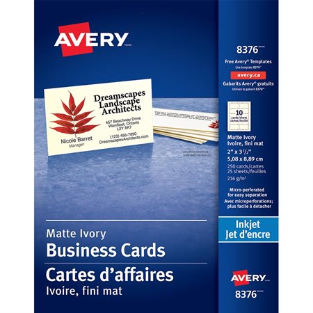 Cartes professionnelles ivoire, 80 lb.