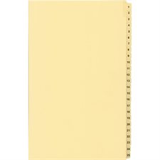 Numerical Litigation Index Dividers Buff 1 to 25