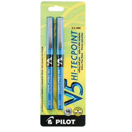 Stylos à bille roulante Hi-Tecpoint V5  /  V7 0,5 mm. Paquet de 2. V5 bleu