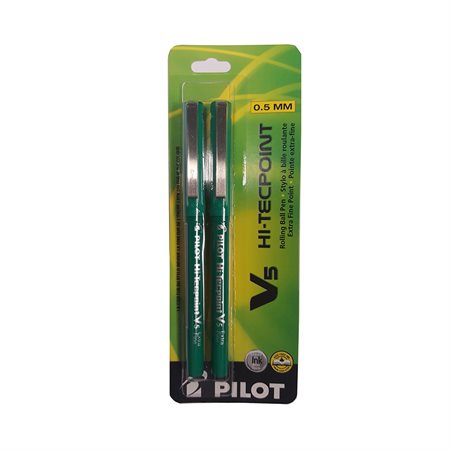 Stylos à bille roulante Hi-Tecpoint V5  /  V7 0,5 mm. Paquet de 2. V5 vert