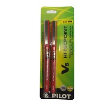 Stylos à bille roulante Hi-Tecpoint V5 / V7 0,5 mm. Paquet de 2. V5 rouge