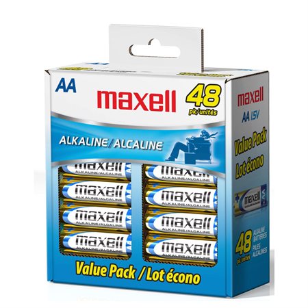 Piles alcalines Maxell 48 x AA