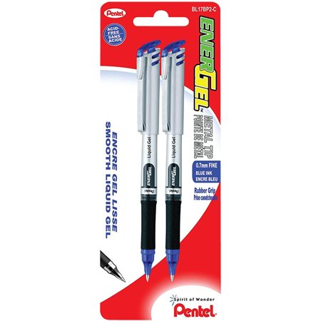 Stylos à bille roulante EnerGel® 0,7 mm. Paquet de 2 bleu