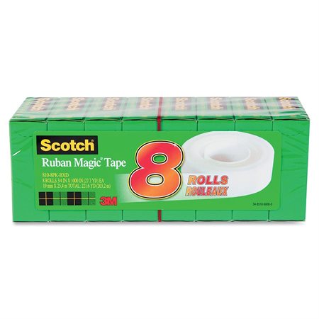 Ruban adhésif Scotch® Magic™ Recharge 19 mm x 25 m. Paquet de 8.