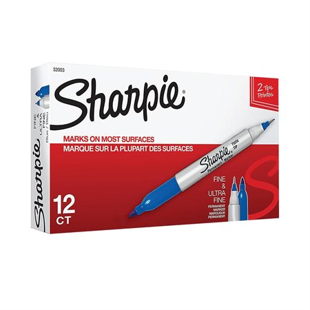 MARKER TWIN TIP BLUE SHARPIE 12 / BOX @12