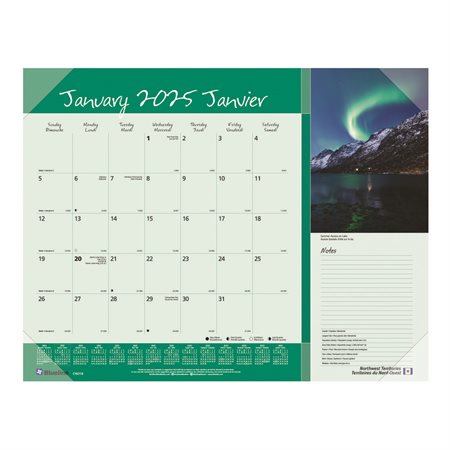 Monthly Desk Pad Calendar (2025) Canadian provinces