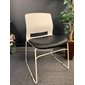 CHAISE DAPLO EMP.S.BRAS BLANC.CUIR.NOIR