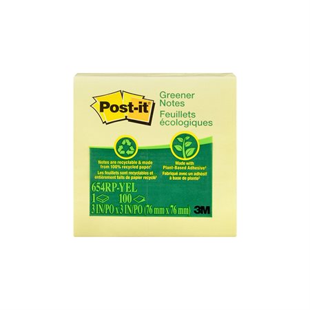 POST-IT YELLOW RECY.NOTE PAD 3X3