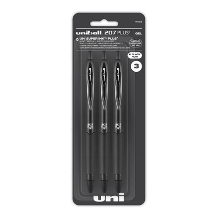 Stylo gel rétractable 207 Plus Paquet de 3 noir