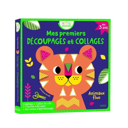 Animaux fluos : mes premiers découpages et collages