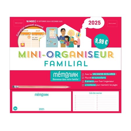 Mini-organiseur familial 2025 : 16 mois, de septembre 2024 à décembre 2025