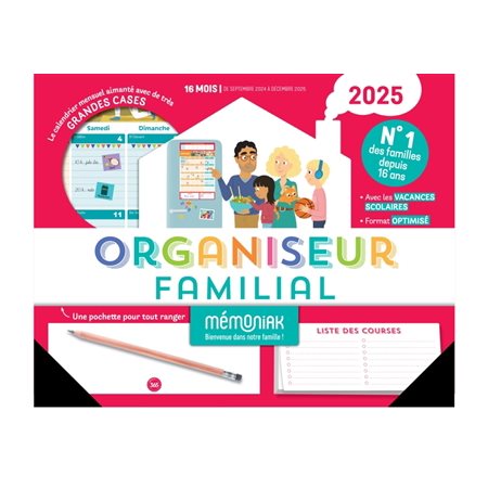 Organiseur familial Mémoniak 2025 : 16 mois, de septembre 2024 à décembre 2025