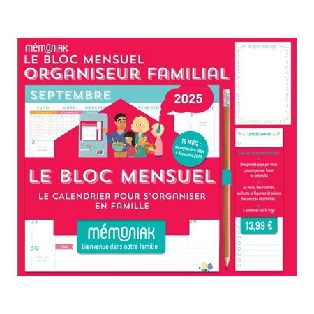 Le bloc mensuel organiseur familial 2025 : 16 mois, de septembre 2024 à décembre 2025, Le Mémoniak