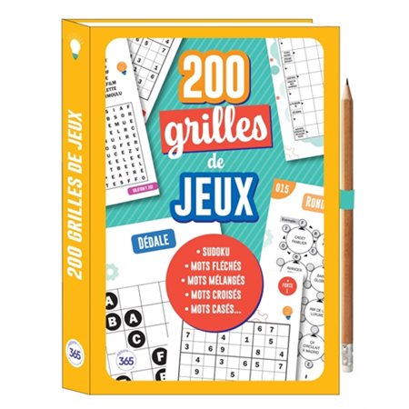 200 grilles de jeux : sudokus, mots fléchés, mots mélangés, mots croisés, mots casés...,