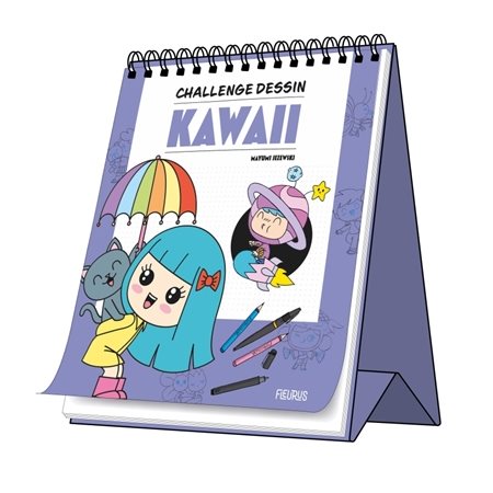 Kawaii : livre chevalet : + de 50 dessins en pas-à-pas et de super conseils !, Challenge dessin