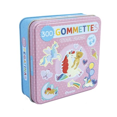 Boîte de gommettes métal : Les licornes